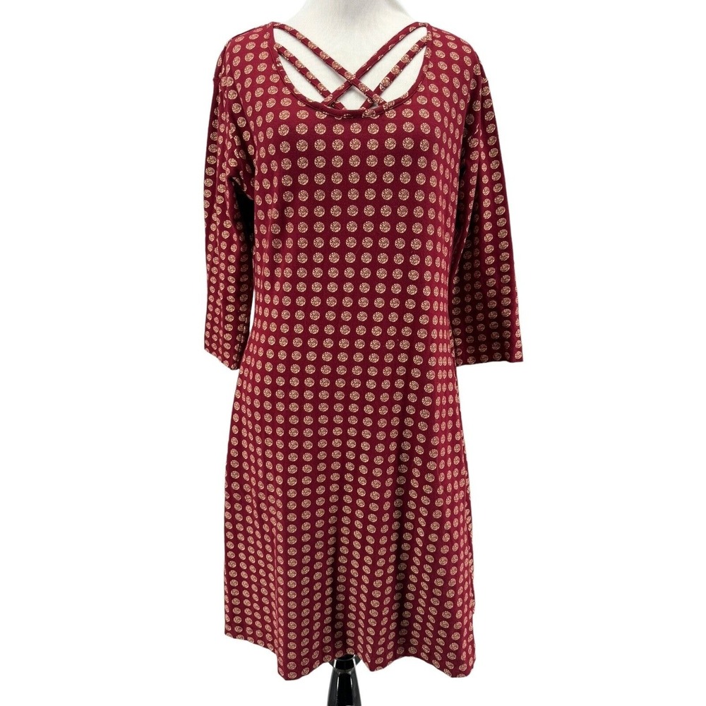 Effies Heart Women's Burgundy Etched Polka Dot Retro Dress Size Large